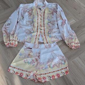Floral Print Blouse and Shorts Set Small NO TAGS
